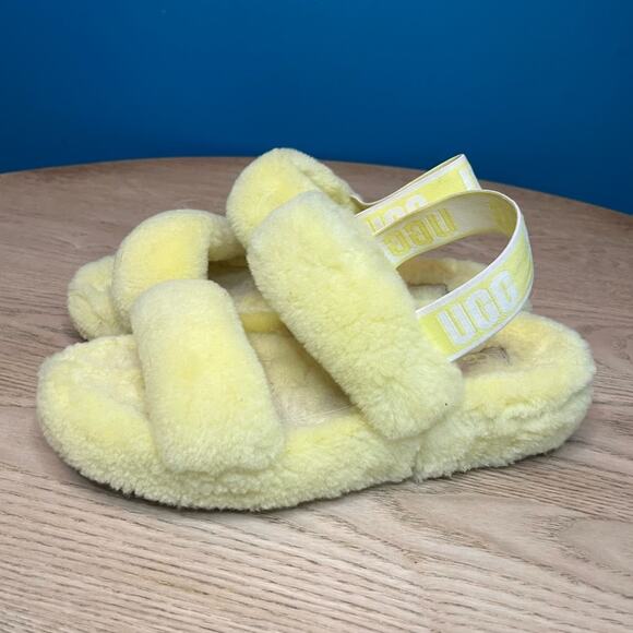 UGG Oh Yeah Double Strap Slide Slingback Sandals Slippers Yellow Women’s Size 9 - Picture 4 of 8
